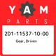 2D1-11537-10-00 Yamaha Gear, driven 2D1115371000, New Genuine OEM Part 2D1-11537-10-00 Yamaha Gear, driven 2D1115371000, New Genuine OEM Part